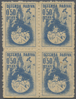 (*) Spanien - Besonderheiten: VALENCIA 1937, 0.50pts. Blue "DEFENSA PASIVA", Block Of Four, Unused, Stronger Creas - Other & Unclassified