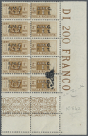 ** Triest - Zone A - Paketmarken: 1947, 1l. Bistre, Marginal Block Of Five From The Lower Right Corner Of The She - Postal And Consigned Parcels