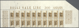 ** Triest - Zone A - Paketmarken: 1950, 1l. Bistre, Marginal Block Of Ten, Two Stamps (2nd Row From Top) IMPERFOR - Postal And Consigned Parcels