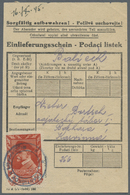 Br Tschechoslowakei: 1945 (16.10.), Masaryk 1 Kr. Karminrot Einzelfrankatur Auf 'Einlieferungsschein/Podaci Liste - Covers & Documents