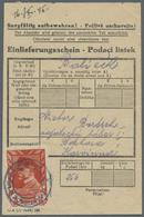 Br Tschechoslowakei: 1945 (16.10.), Masaryk 1 Kr. Karminrot Einzelfrankatur Auf 'Einlieferungsschein/Podaci Liste - Storia Postale