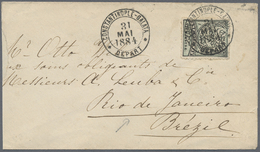 Br Türkei: 1884. Envelope (fault On Left) To Brazil Bearing SG 53, 1p Blue/green Tied By Constantinople-Galata/De - Lettres & Documents