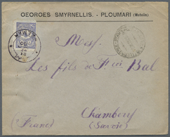 Br Türkei: 1903. Envelope Written From Ploumari, Metelin Bearing Turkey Yvert 101, 1p Blue Tied By Bilingual Pelm - Covers & Documents