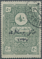 O Türkei: 1921, TURKEY IN ASIA : Religious Tribunals Revenue 1337 Handstamped 50 Pia. Grey-green With Clear KESK - Covers & Documents