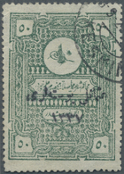 O Türkei: 1921, TURKEY IN ASIA : Religious Tribunals Revenue 1337 Handstamped 50 Pia. Grey-green With Clear KESK - Storia Postale