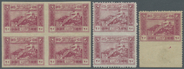 **/* Türkei: 1922, National Unification, 25pi. Carmine, Lot Of Three Varieties: Imperforate Block Of Four, Vertical - Storia Postale