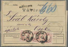 Br Ungarn: 1874, 5 K. Red, Horizontal Strip Of Three, Tied By Clear Cds. "ZENTA 22.7.(76)" To Registered Telegram - Storia Postale