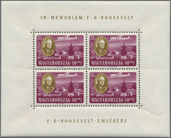 ** Ungarn: 1947, Präsident Roosevelt Als Postfrischer Kleinbogensatz. Michel 450,- € - Storia Postale