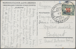 Ungarn - Portomarken: 1932, 50 F. Tied Unclear On Inbound Ppc To Budapest, NGL Steamer "Europa" Card With Date - Segnatasse