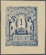 (*) Ungarn - Telegraphenmarken: 1873, 1 Forint, Ungezähnter Probedruck In Blau Auf Papier Ohne Gummi, Teils Auf Un - Telegraph