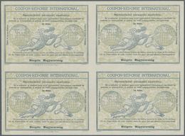 GA Ungarn - Ganzsachen: Design "Rome" 1906 International Reply Coupon As Block Of Four 52 F. Hongrie. This Block - Interi Postali