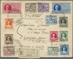 Br Vatikan: 1931. Registered Envelope Addressed To France Bearing Yvert 26 To 38, 10l Black With Express Yvert 1, - Covers & Documents