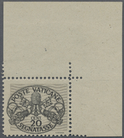 ** Vatikan - Portomarken: 1946, Wappenzeichnung 20 C, Breite Unterdrucklinien Auf Grauem Papier, Postfrische Luxu - Postage Due