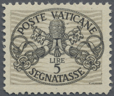 ** Vatikan - Portomarken: 1946, Wappenzeichnung  5 L, Breite Unterdrucklinien Auf Sehr Seltenem Weißen Papier, Pe - Postage Due