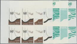 ** Vereinte Nationen - Genf: 1971. Progressive Proof (6 Phases) In Corner Blocks Of 4 For The Issue "Peaceful Use - Unused Stamps