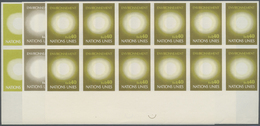 ** Vereinte Nationen - Genf: 1972. Progressive Proof (6 Phases) In Blocks Of 12 For The 40c Value Of The Issue "U - Unused Stamps