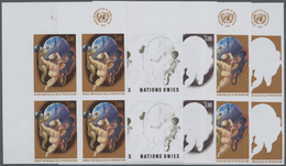 ** Vereinte Nationen - Genf: 1974. Progressive Proof (10 Phases) In Corner Blocks Of 4 For The 80c Value Of The I - Unused Stamps