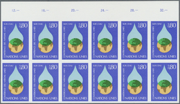 ** Vereinte Nationen - Genf: 1977. Ungezähnter OR-12er-Block Für Den 80c-Wert Der Ausgabe "Wasserkonferenz Der Ve - Unused Stamps