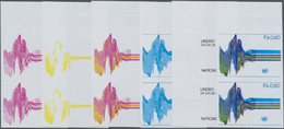 ** Vereinte Nationen - Genf: 1979. Progressive Proof (6 Phases) In Vertical Pairs For The 80c Value Of The Set "U - Nuovi