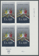 ** Vereinte Nationen - Genf: 1987. Ungezähnter ER-4er-Block Für Den 90c-Wert Der Freimarken-Ausgabe. UNO-Emblem I - Unused Stamps