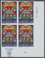 ** Vereinte Nationen - Genf: 1988. Ungezähnter ER-4er-Block Für Die Freimarken-Ausgabe Mit Dem Motiv "Die Völker - Unused Stamps