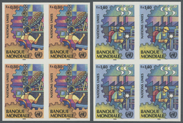 ** Vereinte Nationen - Genf: 1989. Kpl. Ausgabe "Weltbank" In 2 Ungezähnten 4er-Blöcken. Postfrisch. Rückseitig M - Unused Stamps