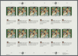 ** Vereinte Nationen - Genf: 1989. Bogen Mit 4 Ungezähnten 6er-Blöcken (3 Marken + 3 Zierfelder) Für Den 35c Wert - Unused Stamps