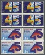 ** Vereinte Nationen - Genf: 1990. Kpl. Ausgabe "45 Jahre Vereinte Nationen" In 2 Ungezähnten 4er-Blöcken. Postfr - Unused Stamps