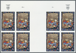 ** Vereinte Nationen - Genf: 1996. Zwischensteg-Oberrand-Block Mit 2 Ungezähnten 4er-Blöcken Für Die Ausgabe "50 - Unused Stamps