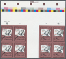 ** Vereinte Nationen - Genf: 1997. Zwischensteg-Oberrand-Block Mit 2 Ungezähnten 4er-Blöcken Für Den 70c Wert Der - Unused Stamps