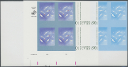 ** Vereinte Nationen - Genf: 1998. Progressive Proof (6 Phases) In Corner Blocks Of 4 For The 90c Value Of The Is - Neufs