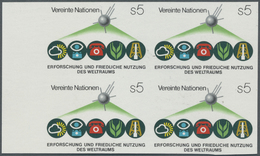 ** Vereinte Nationen - Wien: 1982. Imperforate Block Of 4 For The Issue "Outer Space (UNISPACE)" Showing "Satelli - Unused Stamps