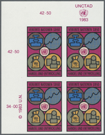 ** Vereinte Nationen - Wien: 1983. Ungezähnter ER-4er-Block Für Den 8.50s-Wert Der Ausgabe "UNCTAD". Mit UNCTAD-E - Nuovi