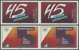 ** Vereinte Nationen - Wien: 1990. Complete Imperforate Set "United Nations, 45th Anniversary" (2 Values) In Hori - Unused Stamps