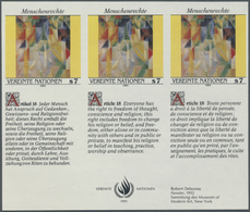 ** Vereinte Nationen - Wien: 1991. Imperforate Inscription Block Of 3 + 3 Labels For The 7s Value Of The Set "Uni - Nuovi