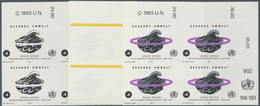 ** Vereinte Nationen - Wien: 1993. Progressive Proof (6 Phases) In Blocks Of 4 For The 6s Value Of The Issue "Wor - Neufs