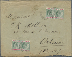 Br Zypern: 1902, Envelope Addressed To France Bearing SG 50, ½p Green And Carmine (4) Tied By Larnaca/Offical Pai - Other & Unclassified