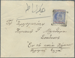 Br Zypern: 1906. Envelope Addressed To Greece Bearing SG 53, 2p Blue And Purple Tied By Rizokarpaso Squared Circl - Altri & Non Classificati