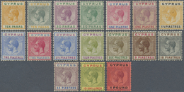 * Zypern: 1912, Georg V Complete Set Of 15 Up To 45 Piaster And Additional 10 Sh And 1 Pound. Fine Hinged With L - Other & Unclassified