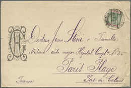 Br Zypern: 1915. Illustrated Envelope (creases And Tears) To France Bearing SG 75, ½ Piastre Green And Carmine Ti - Other & Unclassified