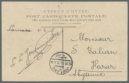 Zypern: 1915. Picture Postcard Of 'Kjrenia Harbour, Cyprus' Addressed To Harrar, Ethiopia Bearing SG 74, 10pa - Autres & Non Classés