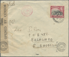 Br Zypern: 1942. Envelope Addressed To Rhodesia Bearing SG 155b, 2p Black And Carmine Tied By Paphos Double Ring - Other & Unclassified