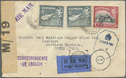 Br Zypern: 1943. Air Mail Envelope (fox Spots) Addressed To Northern Rhodesia Bearing SG 155b, 2p Carmine And Bla - Other & Unclassified