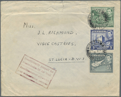 Br Zypern: 1950. Air Mail Envelope (tear At Top,creases) Addressed To St Lucia, British West Lndies Bearing SG 15 - Other & Unclassified
