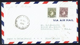 Delcampe - 1941 PanAm First Flight Lagos - Belem, Brazil  SG 55, 56 - Nigeria (...-1960)