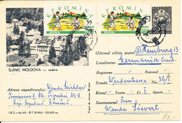 Romania Postal Stationery Uprated Postcard Slanic Vedere Sent To Germany 15-10-1963 - Lettres & Documents