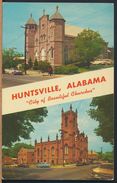 °°° 7982 - AL - HUNTSVILLE - VIEWS - CITY OF BEAUTIFUL CHURCHES - 1966 With Stamps °°° - Huntsville