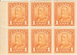 CANADA, 1928. Bookletpane 12, 6x1c Orange - Booklets Pages