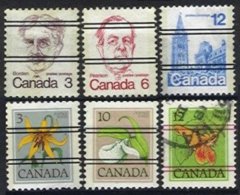 CANADA, Yv 510, 513, 627, 630/1, 671, Used, F/VF - Prematasellado