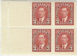 CANADA, 1937, Bookletpane From Booklet 30 Or 31, 4x3c Scarlet - Booklets Pages